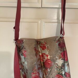 Saint Jack London Pink & Red Floral Shoulder Bag /2 sides zippered compartments